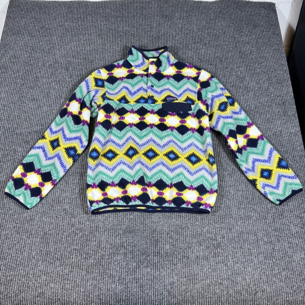Patagonia Lightweight Synchilla Snap T Fleece Pullover Sweater Aztec AOP 25455